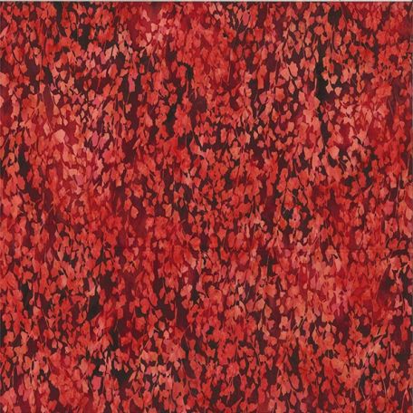 Tissu Batik rouge feuillage ton sur ton