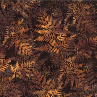 Tissu Batik marron avec fougères 
