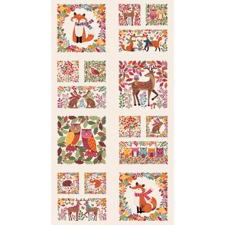 Panneau de tissu patchwork animaux de la forêt (60 x 110 cm) - Autumn Days