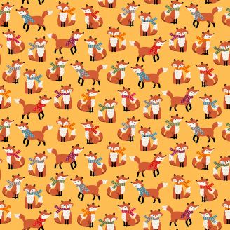 Tissu patchwork orange renards avec écharpes - Autumn Days