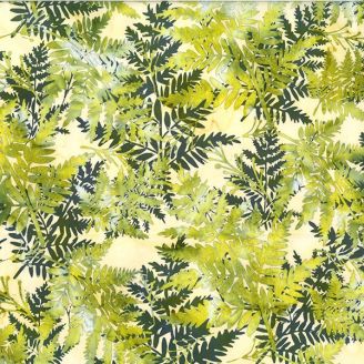 Tissu Batik fougères en nuances de verts