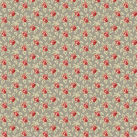 Tissu patchwork taupe avec baies rouges - Tradewinds de Renée Nanneman