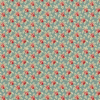 Tissu patchwork bleu avec baies rouges - Tradewinds de Renée Nanneman