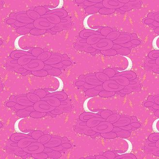 Tissu Tula Pink rose nuages et lune Storm Clouds - Nightshade (Deja Vu)