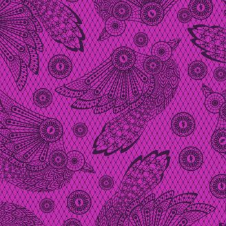 Tissu Tula Pink violet corbeau en dentelle Raven Lace - Nightshade (Deja Vu)