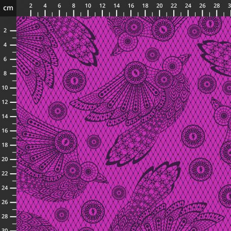 Tissu Tula Pink violet corbeau en dentelle Raven Lace - Nightshade (Deja Vu)