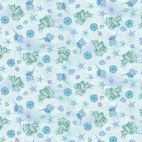 Tissu patchwork coquillages et corail bleu ciel - Salt & Sea