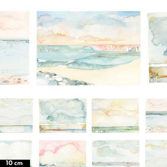 Panneau de tissu patchwork aquarelles de paysages - Natural Affinity de Shell Rummel (60 x 110 cm)