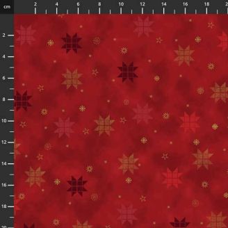 Tissu patchwork étoiles géométriques rouge bordeaux - Christmas is near