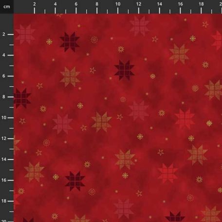 Tissu patchwork étoiles géométriques rouge bordeaux - Star Sprinkle