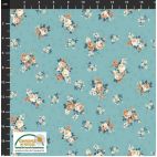 Tissu patchwork bleu bouquets Molly roses