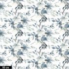 Tissu patchwork blanc aquarelle de fleurs bleues - Sea Sisters de Shell Rummel