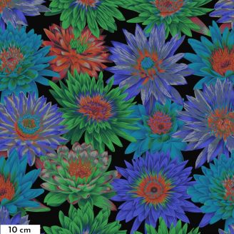 Tissu patchwork Philip Jacobs fleurs Tropical Water noir