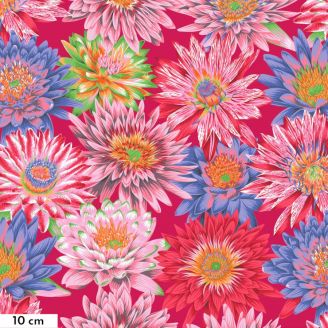 Tissu patchwork Philip Jacobs fleurs Tropical Water rouge