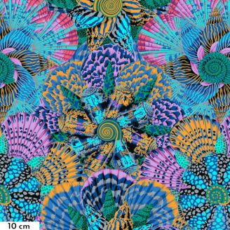 Tissu patchwork coquillages Sailor Valentine bleu