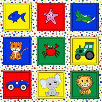 Panneau de tissu patchwork cartes de memory multicolores (60 x 110 cm)