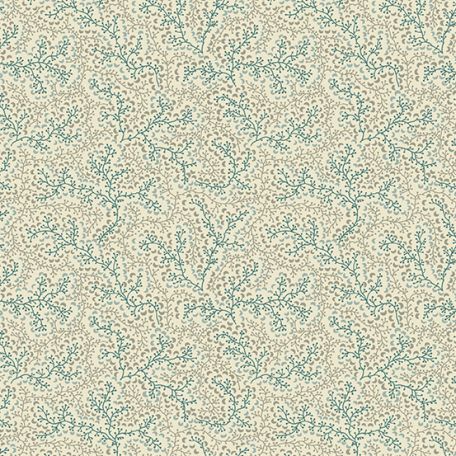 Tissu patchwork gris clair feuillages bleu et gris - Tradewinds de Renée Nanneman