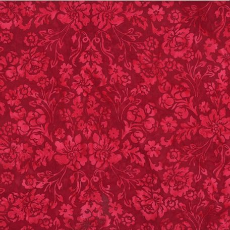 Tissu Batik rouge carmin avec fleur