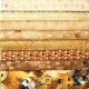 8 coupons de tissus patchwork Klimt doré beige