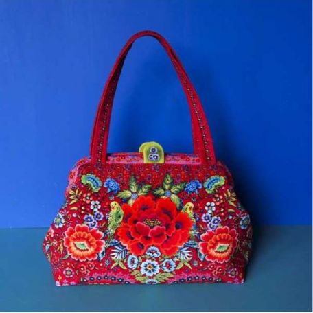 Sac clic-clac Perruches rouge - kit de couture