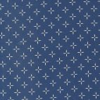 Tissu patchwork bleu foncé croix écrues - Flower Press