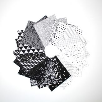 Charm pack de tissus modernes noir et blanc