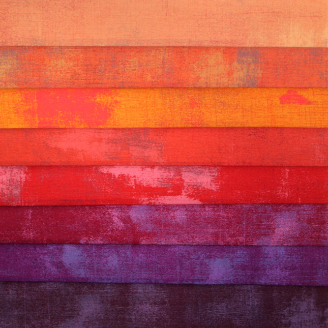 8 coupons de tissus Grunge orange prune
