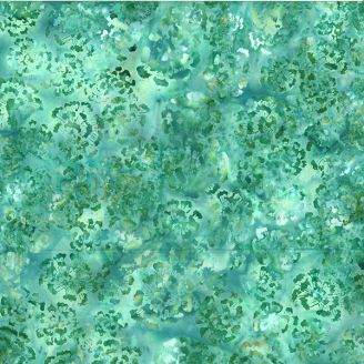 Tissu batik vert d'eau à fleurs