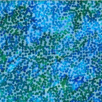 Tissu batik bleu ciel confettis bleu-vert