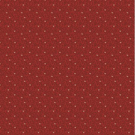 Tissu patchwork rouge petits points rouges et minis fleurs écrues - Elliot