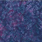 Tissu batik violet feuillage bleu