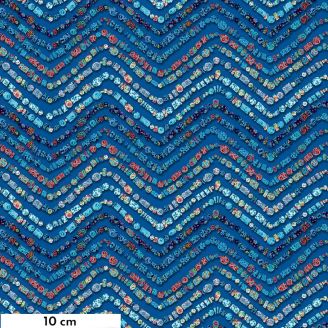 Tissu patchwork bleu vagues de perles - Murano d'Odile Bailloeul