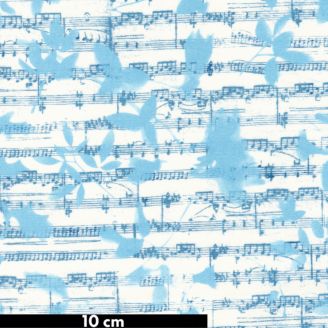 Tissu patchwork blanc partition bleue - Bluebell de Janet Clare