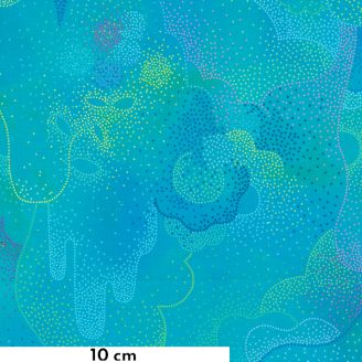 Tissu patchwork turquoise fond en pointillisme - Gradients Auras