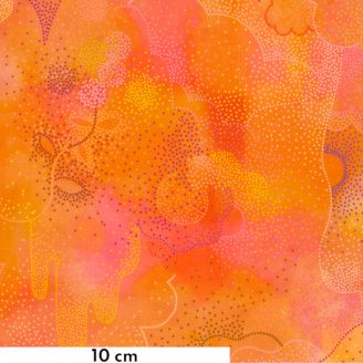 Tissu patchwork orange Sunrise en pointillisme - Gradients Auras