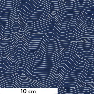 Tissu patchwork bleu lignes onduleuses - Water