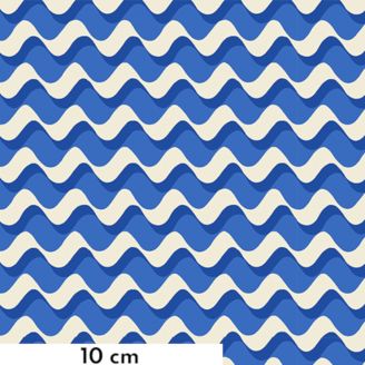 Tissu patchwork bleu vagues en relief - Water