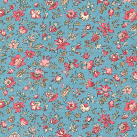 Tissu patchwork bleu indienne florale - Antoinette de French General