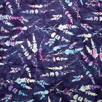 Tissu batik violet tiges végétales
