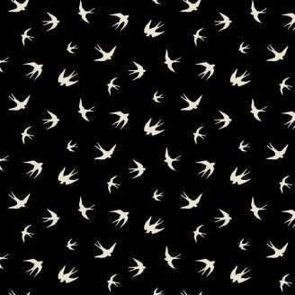 Tissu patchwork noir hirondelles écrues - Verdigris de Libs Elliott