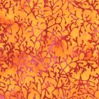 Tissu batik orange jaune algues fuchsia