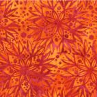Tissu batik orange fleur rosace fuchsia