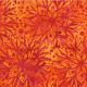 Tissu batik orange fleur rosace fuchsia