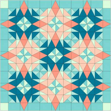 ARLEQUIN turquoise corail - kit de patchwork