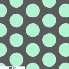 Tissu patchwork gris à très gros pois vert jade "Dinosaure eggs" - Roar de Tula Pink