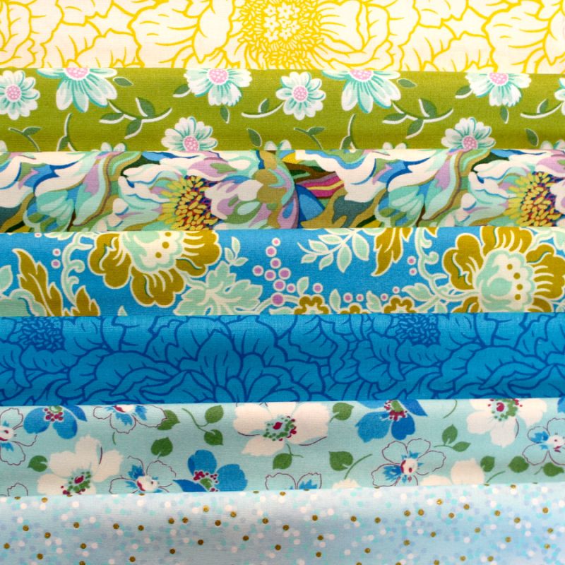 Coupon De Tissu Coton Fleurs Et Rayures - 62 X 68 Cm - Multicolore - Origine France