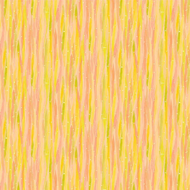 Tissu patchwork rose et vagues aquarelles jaune vert - Insectarium