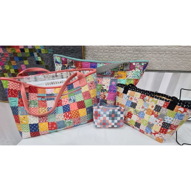 Sacs réalisés avec Easy Piecing Grid de Ten Sisters