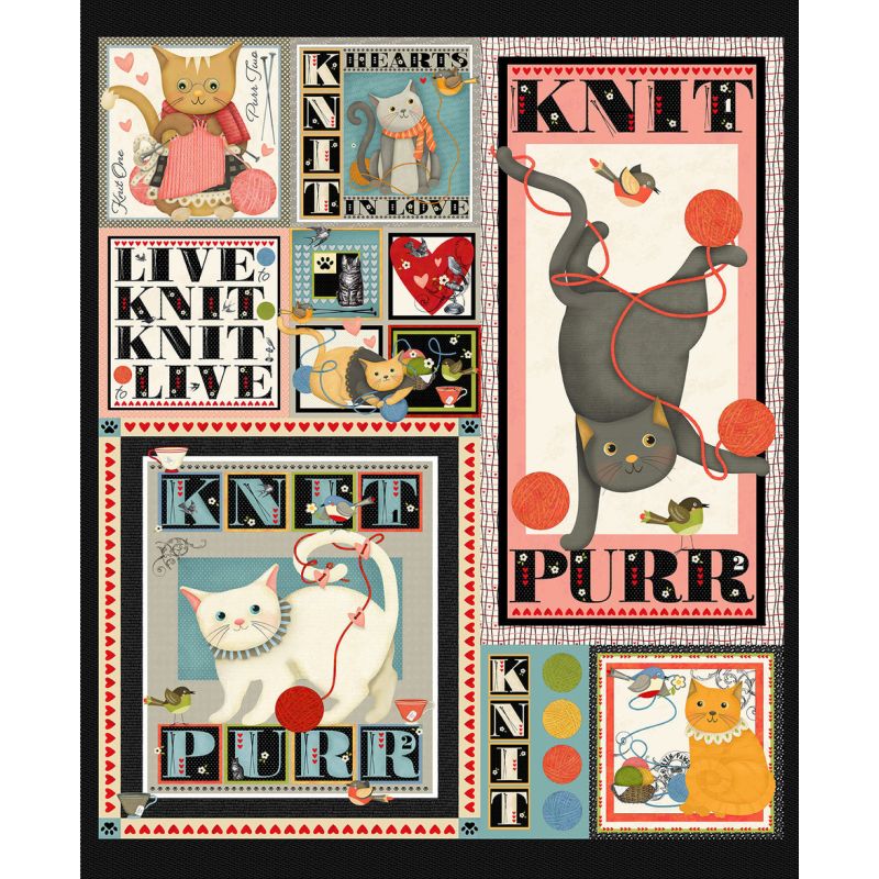 Coupon De Tissu Motif Chat - Coton, Multicolore, Pour Patchwork Et Coussins