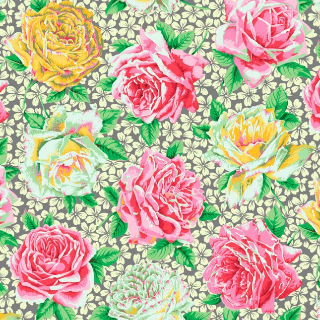 Tissu Philip Jacobs Rose Bloom Gris PJ077